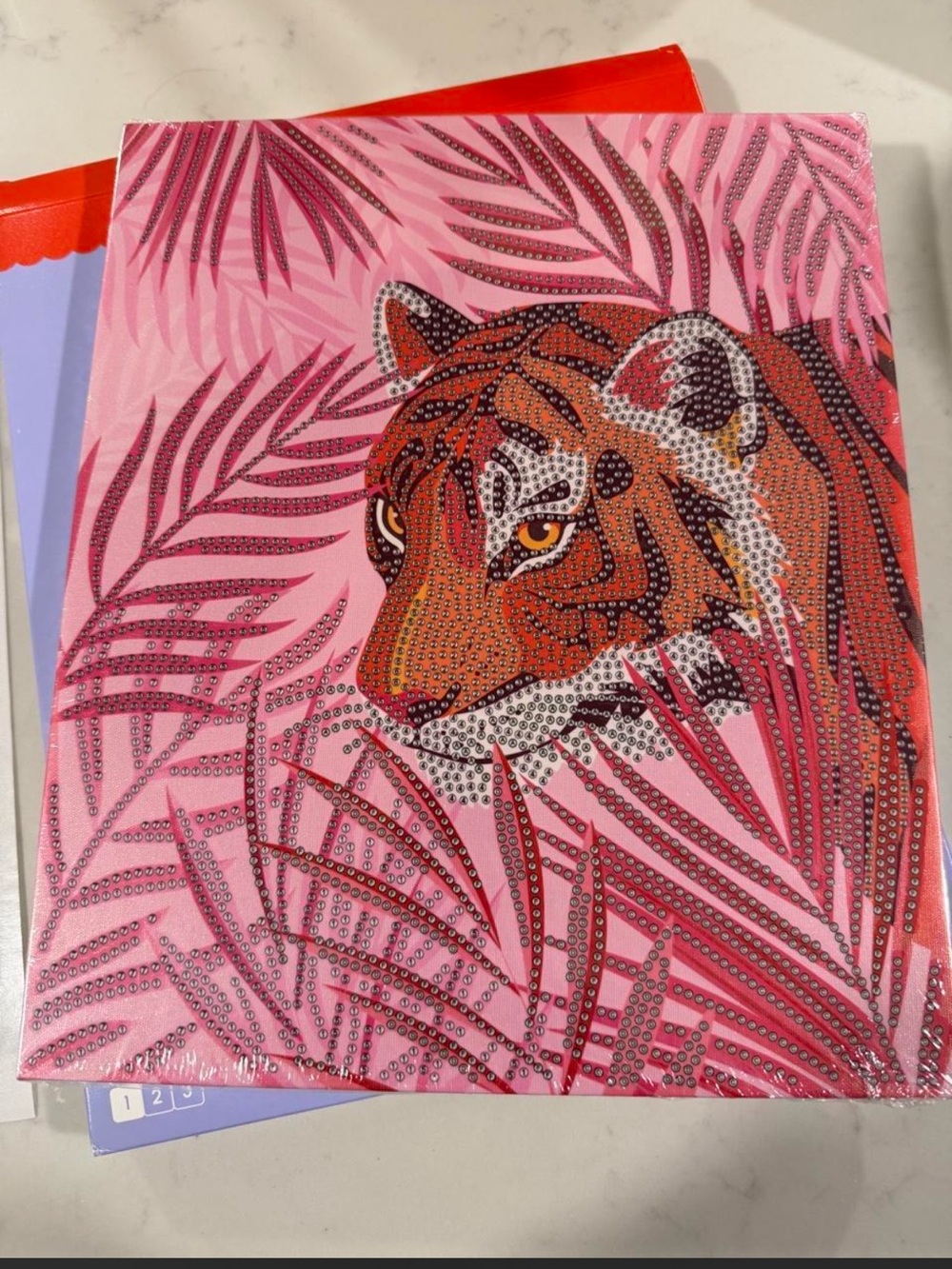 NWT Pixelpop Diamond Art Painting Kit - Pink Palms (Tiger) - Picture 2 of 4